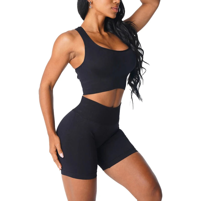 Sutiã para Mulheres, conjunto fitness, conjunto de academia, conjunto feminino, conjunto de yoga, top esportivo, short de academia femininoSpandex Top, Fitness, Elástico, Respirável, Melhoramento Do Peito, Lazer Sports